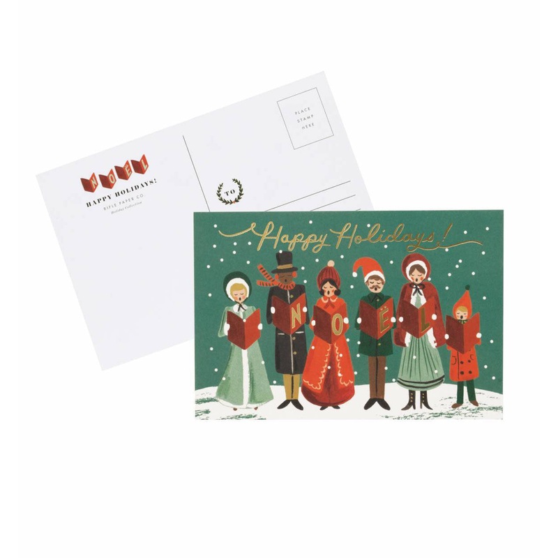 Rifle Paper Co Pack of 10 Carolers Christmas Postcards