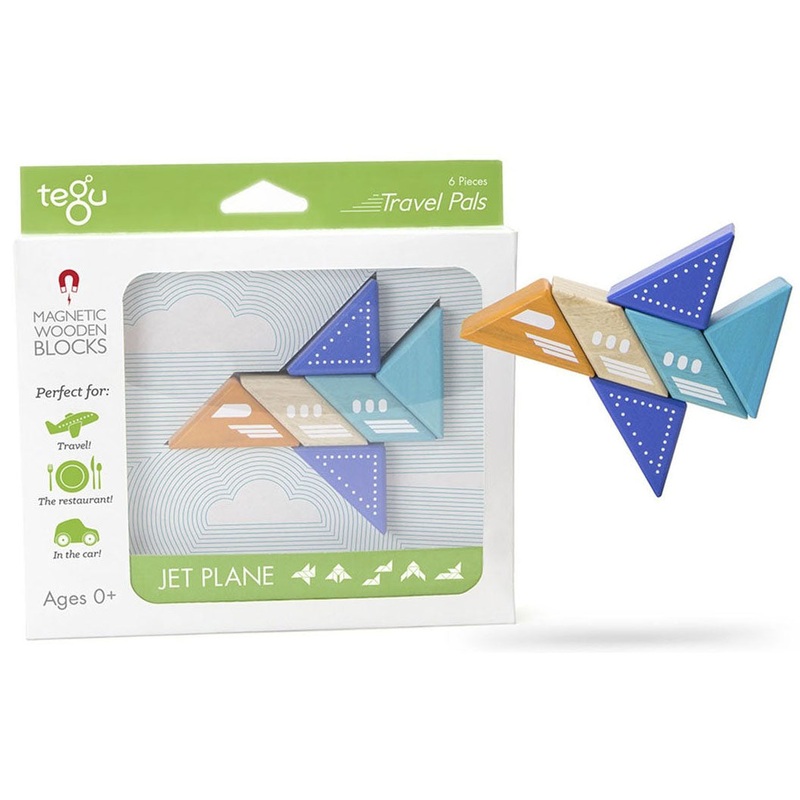 Tegu Travel Pal Jet Plane Magnetic Wooden Blocks