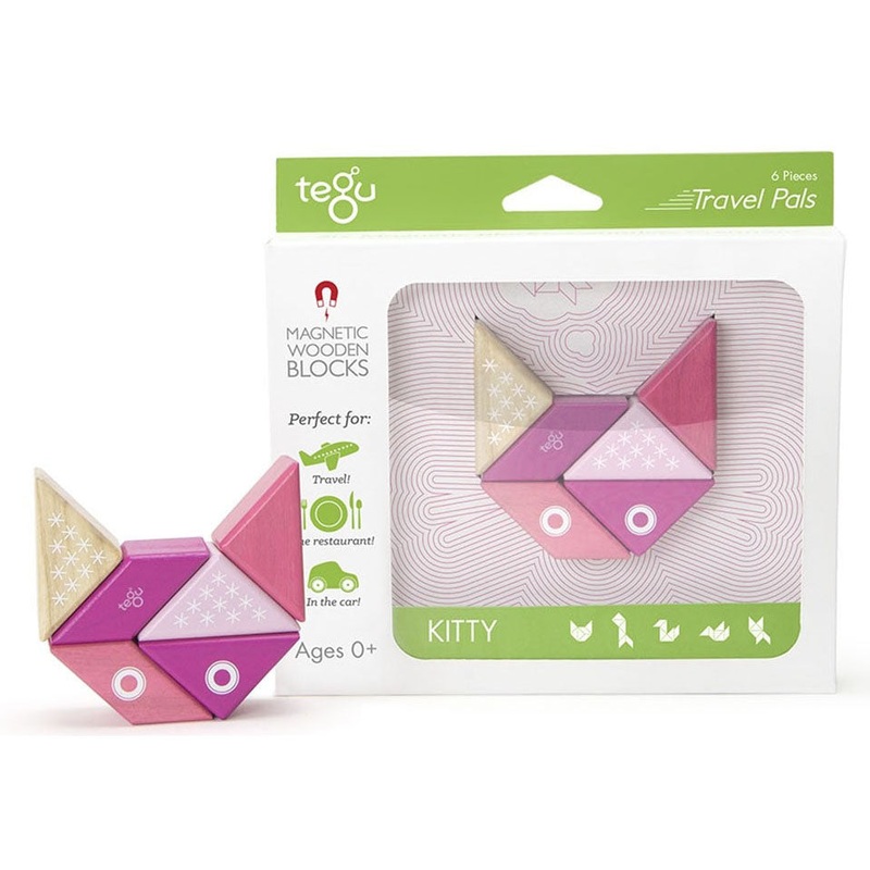 Tegu Travel Pal Kitty Magnetic Wooden Blocks