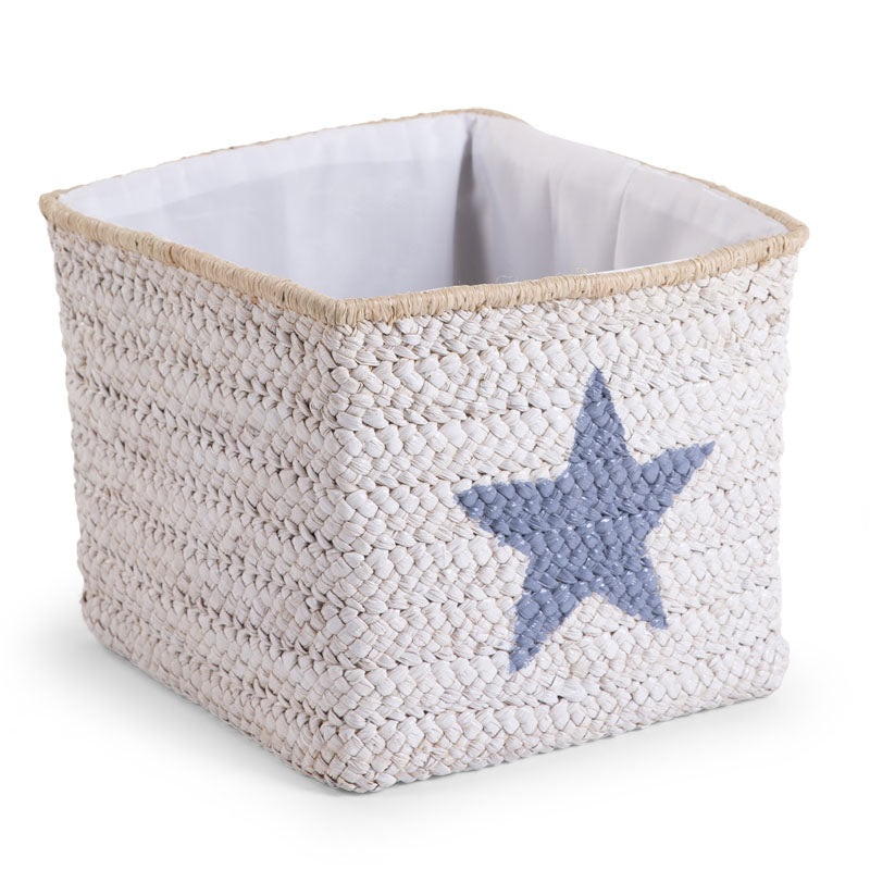 Childhome Box Straw Woven Basket White Star & Cloud