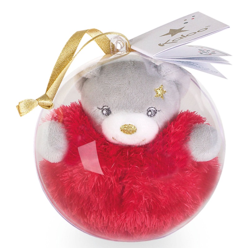 Kaloo Mini Bear Gold Christmas Ball Grey/Red