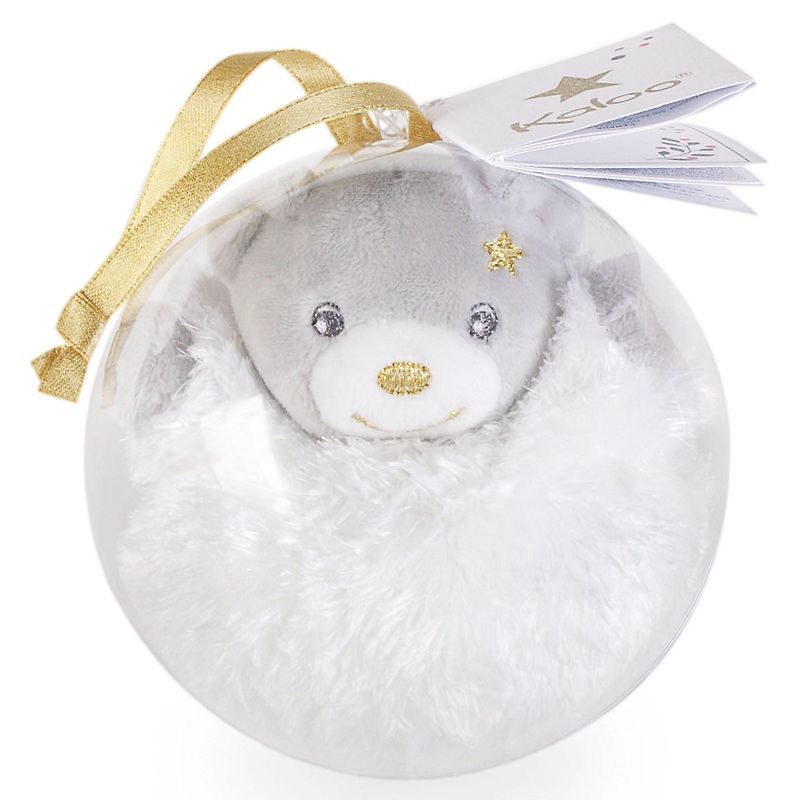 Kaloo Mini Bear Gold Christmas Ball Grey/White