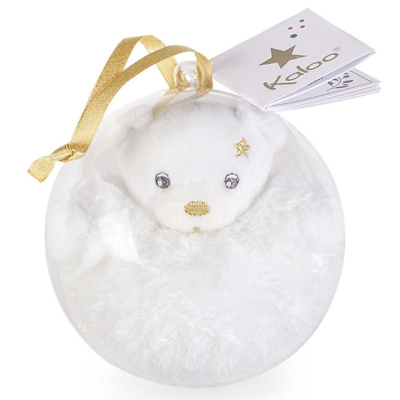 Kaloo Mini Bear Gold Christmas Ball White