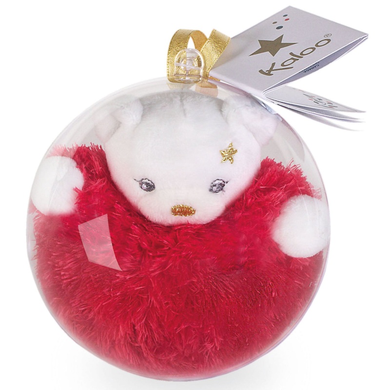 Kaloo Mini Bear Gold Christmas Ball White/Red