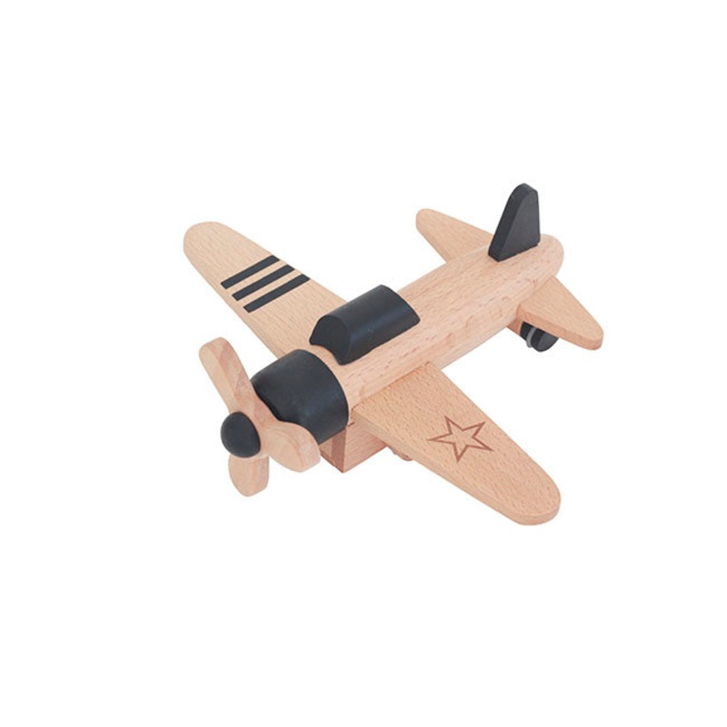 kiko+ & gg* Hikoki Wooden Wind Up Propeller Plane Black