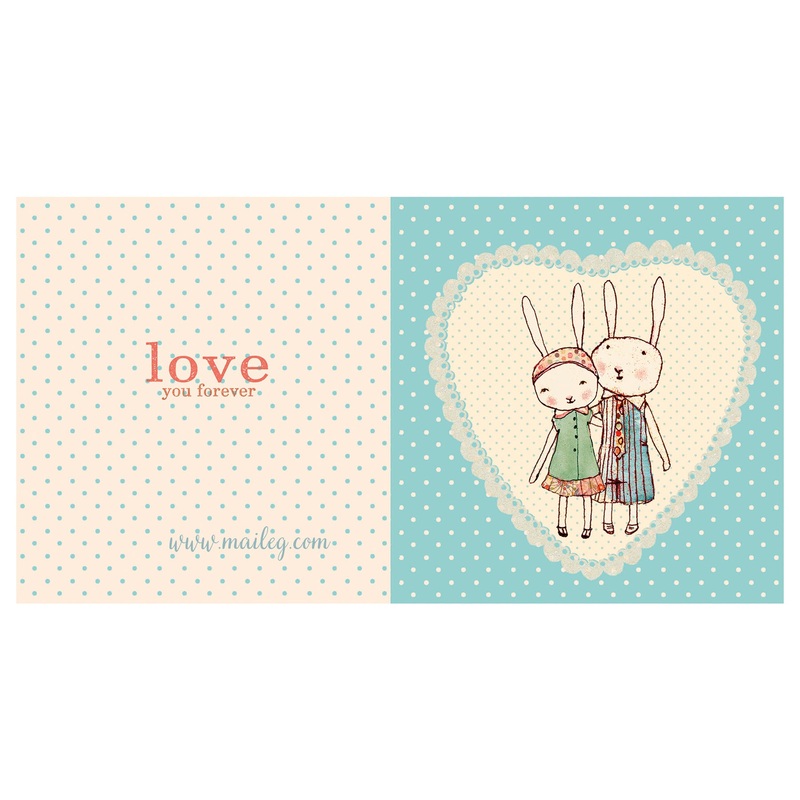 Maileg Double Card Bunnies in Love