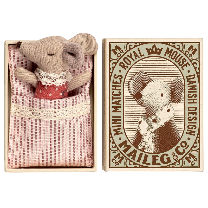 Maileg Sleepy Wakey in Box Baby Mouse