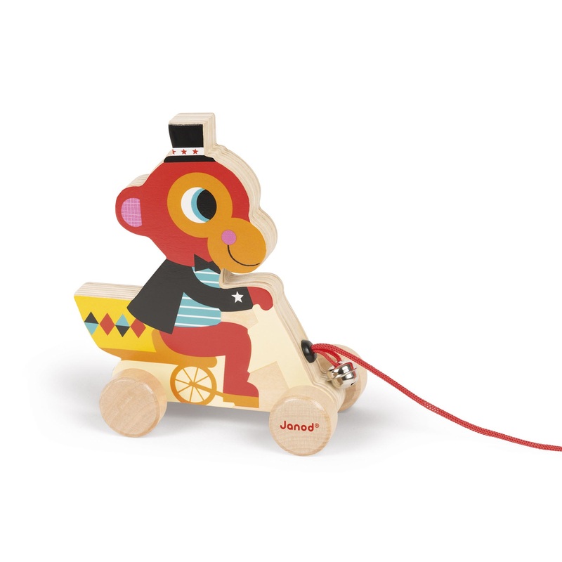 Janod Circus Pull Along Toy Monkey