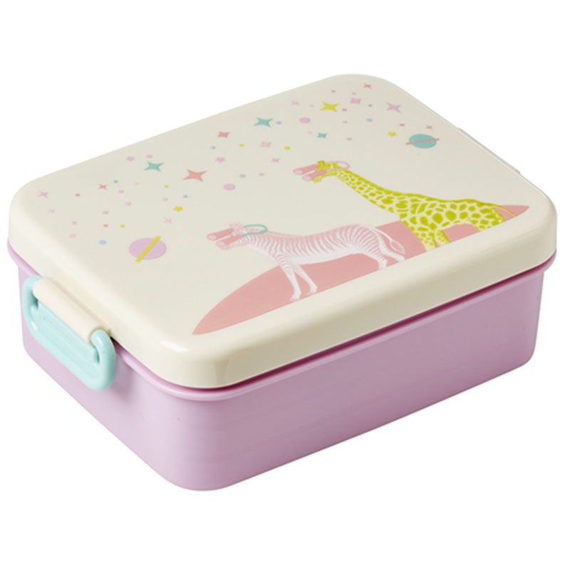 Rice DK Lunch Box with Divider and Universe Print Soft Pink