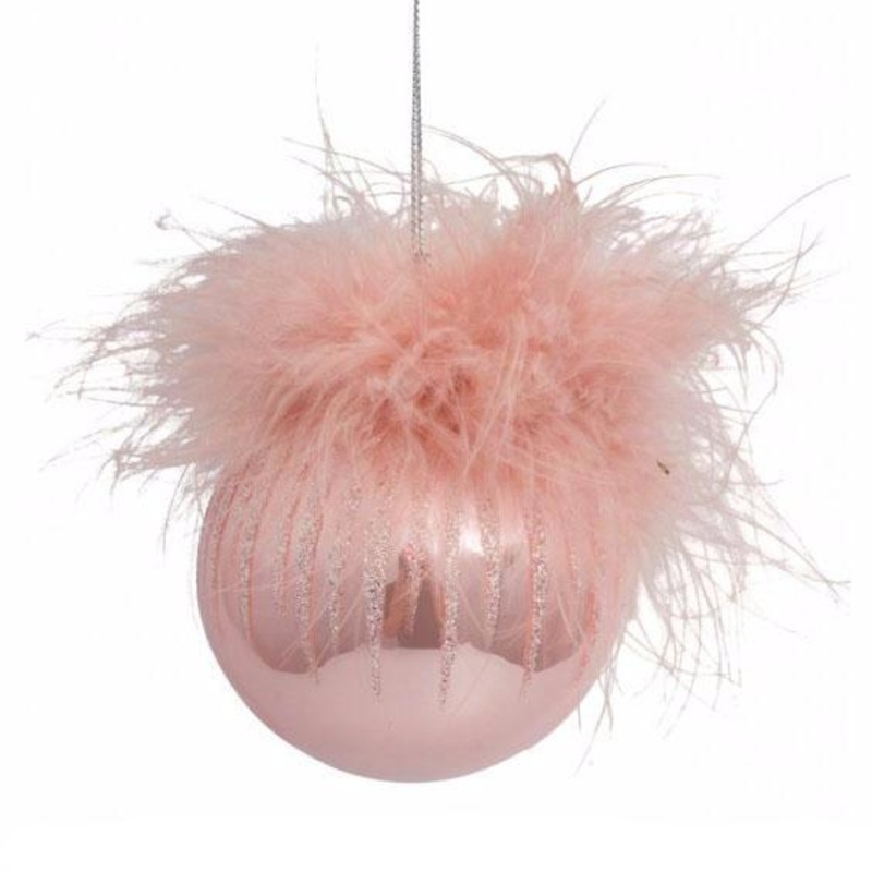 Vondels Ball Opal Pink Fireworks with Soft Pink Feather