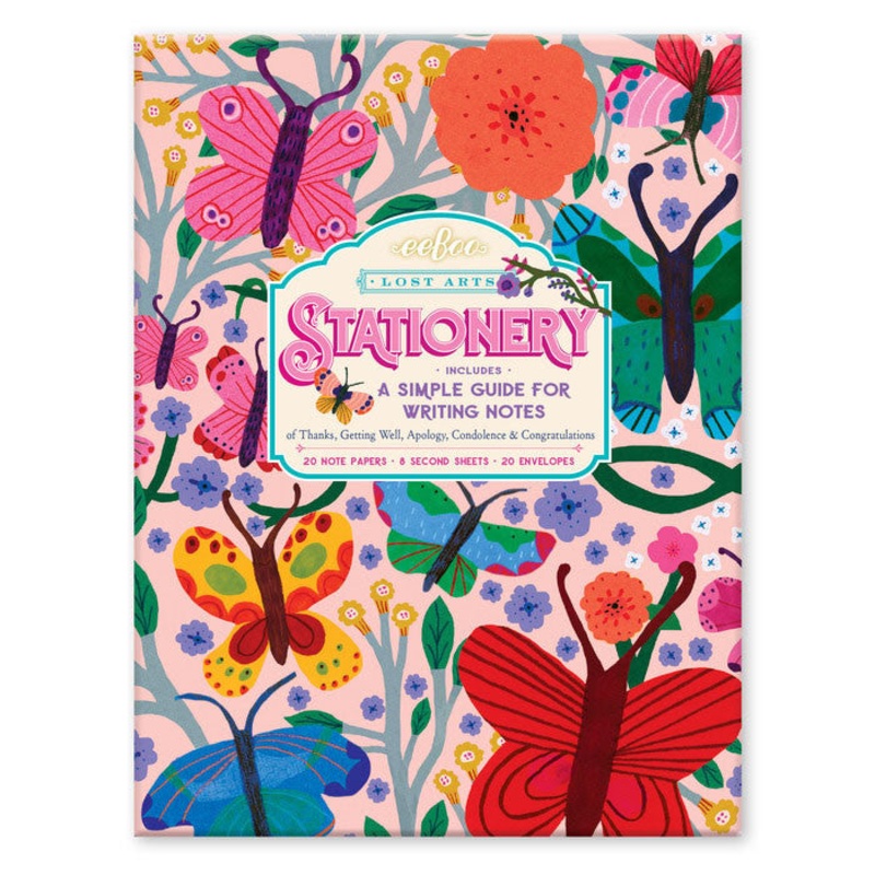 eeBoo Butterflies Lost Arts Stationery Set