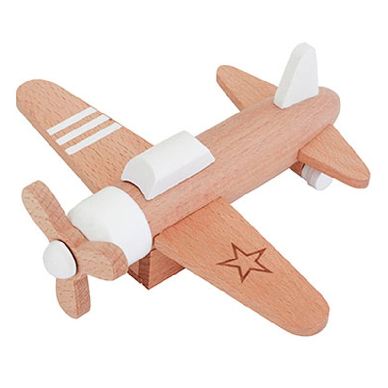 kiko+ & gg* Hikoki Wooden Wind Up Propeller Plane White