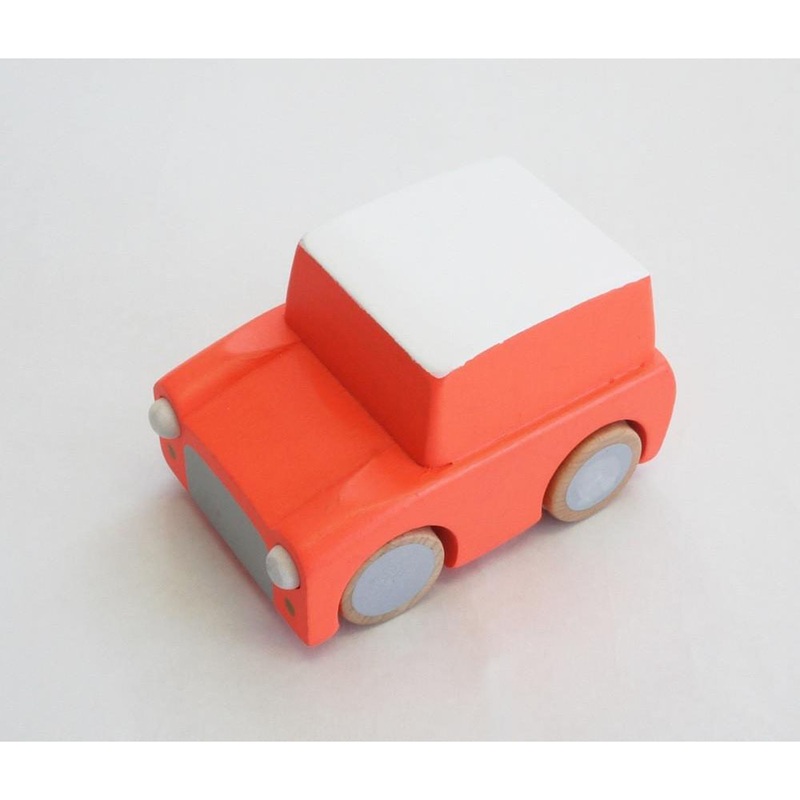 kiko+ & gg* Kuruma Classic Wooden Wind Up Car Orange