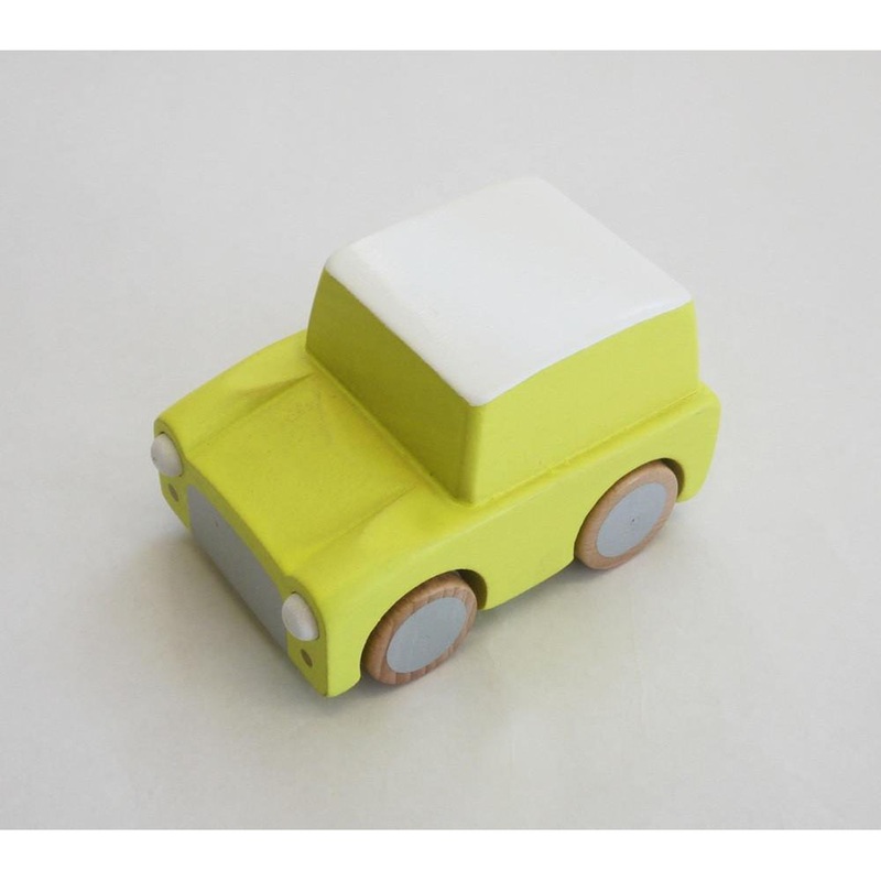 kiko+ & gg* Kuruma Classic Wooden Wind Up Car Yellow