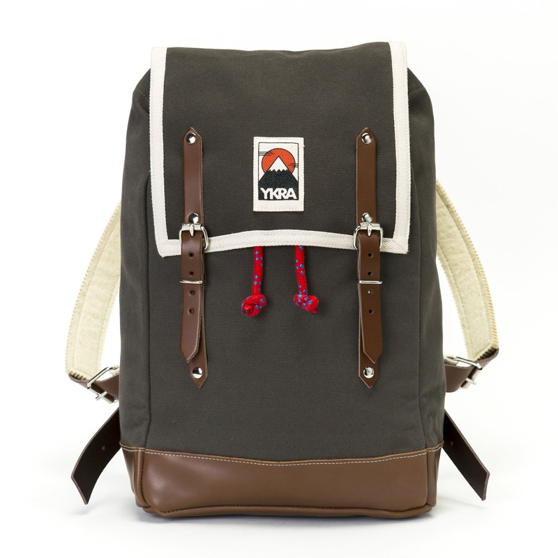 YKRA Matra Mini Leather Strap & Bottom Backpack Khaki