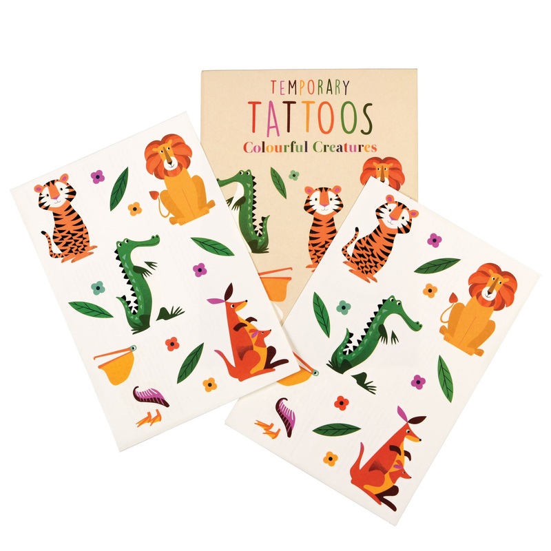 Rex 2 Sheets of Colourful Creatures Temporary Tattoo