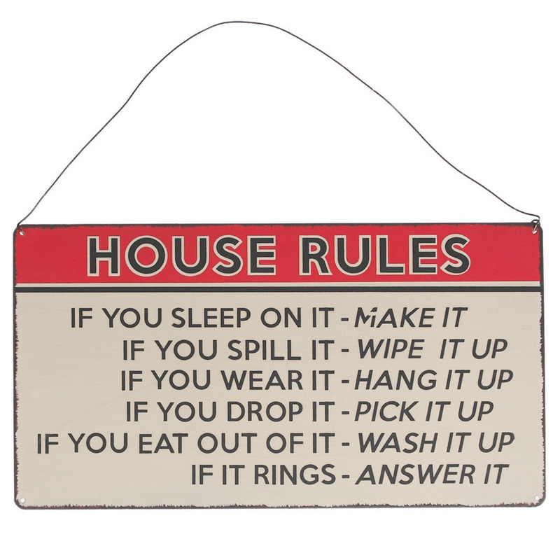 Rex House Rules Hanging Metal Sign