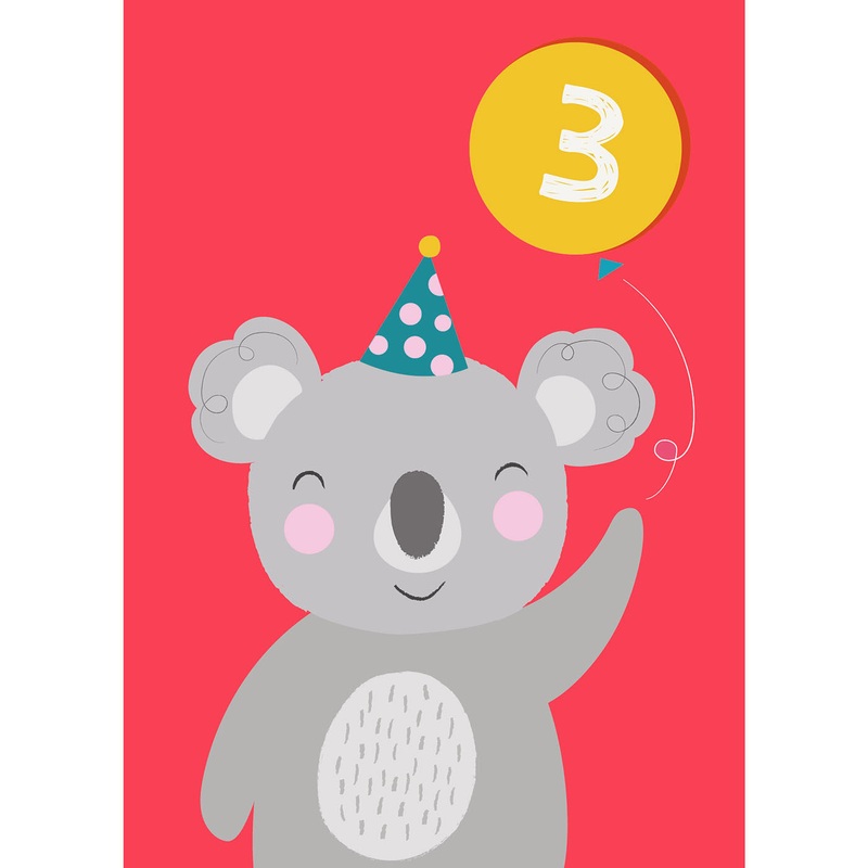 Rex Koala 3rd Birthday Card