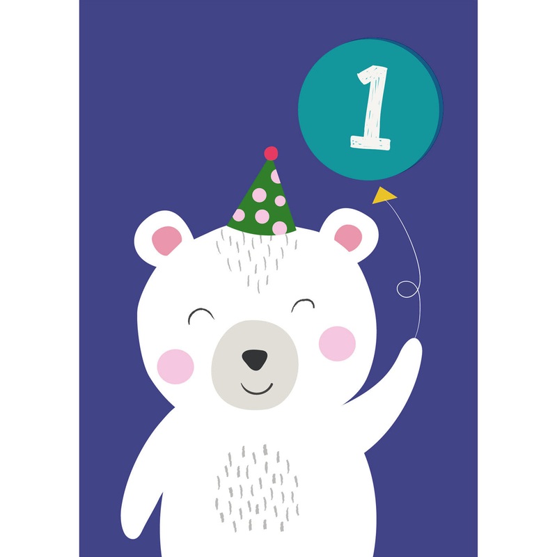 Rex Polar Bear 1st Birthday Card