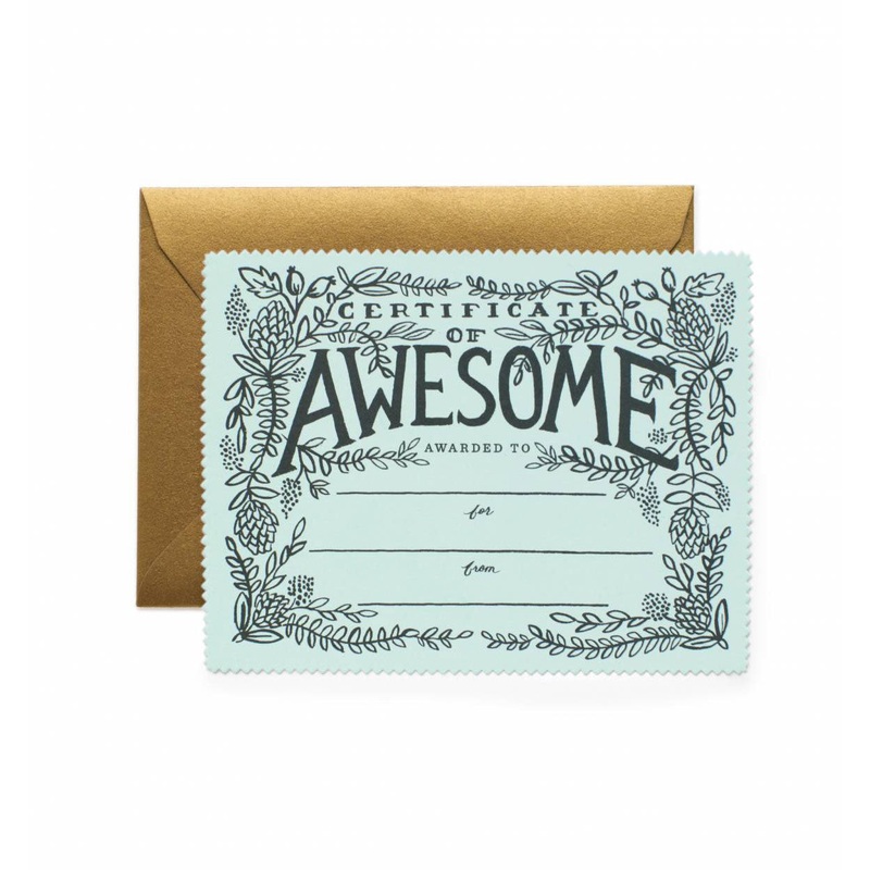 Rifle Paper Co Certificate of Awesome Card