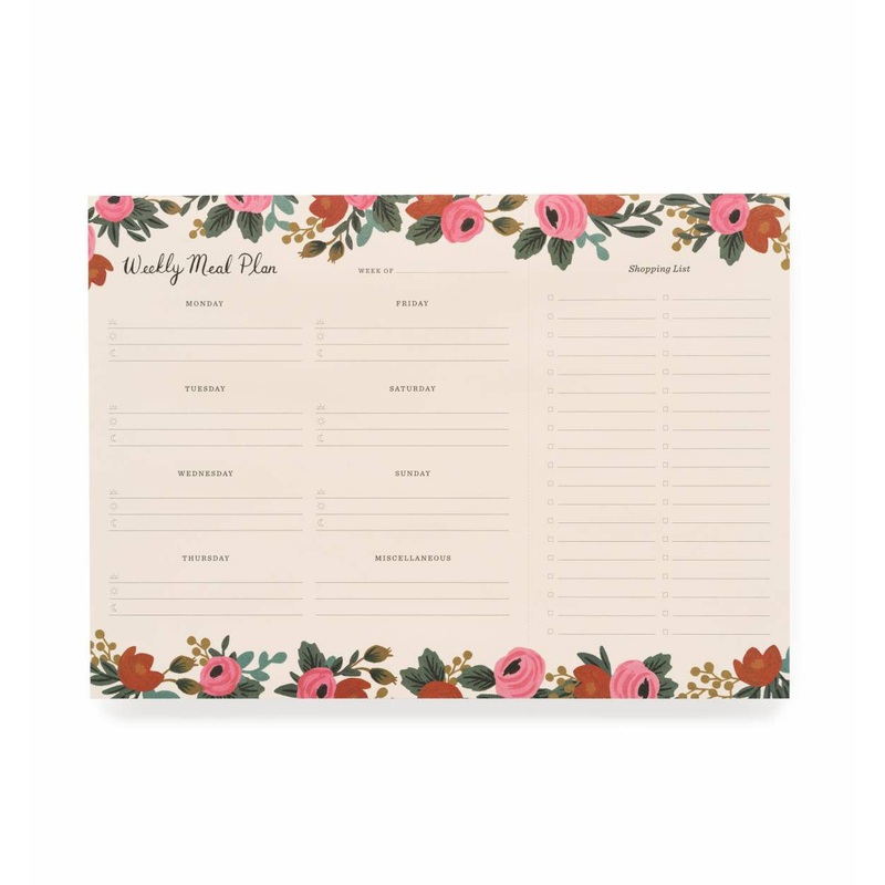 Rifle Paper Co Rosa Meal Planner Notepad