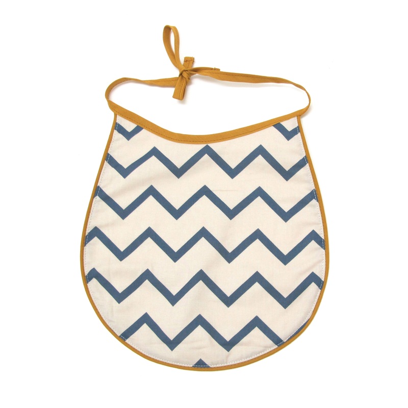 nobodinoz Bib Cotton Zigzag Blue