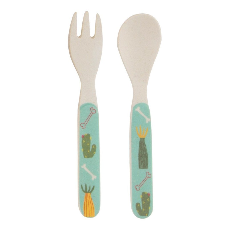 RJB Stone Dino Skate Park Kid's Fork & Spoon Set