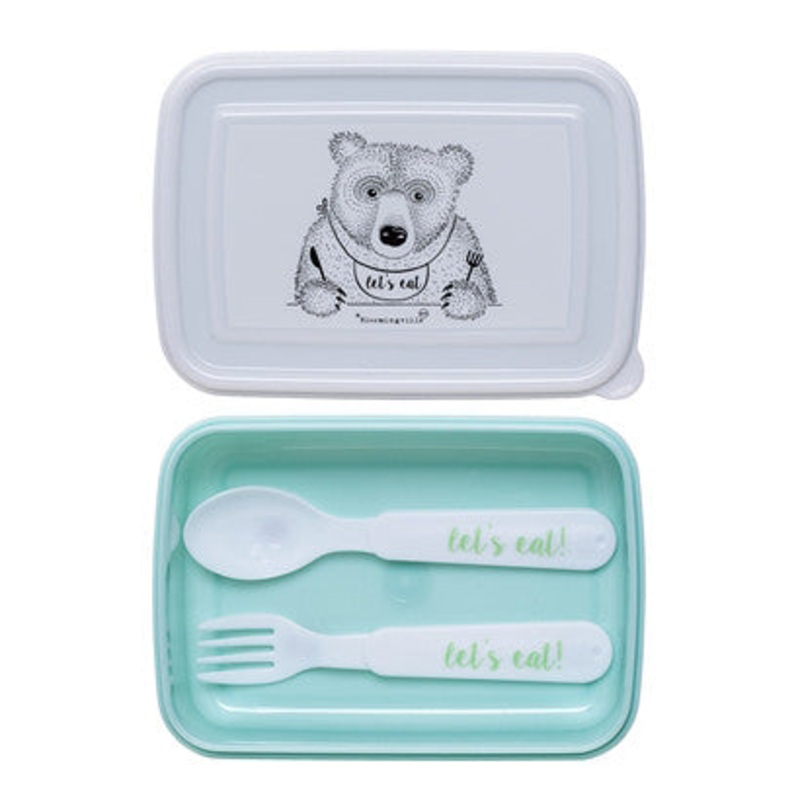 Bloomingville Lunch Box with Cutlery Green Plastic