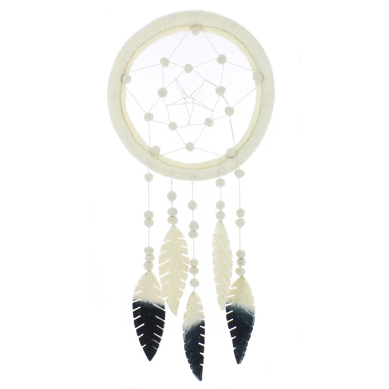 Fiona Walker England Cream Dreamcatcher with Feathers UK Black Dip Dye