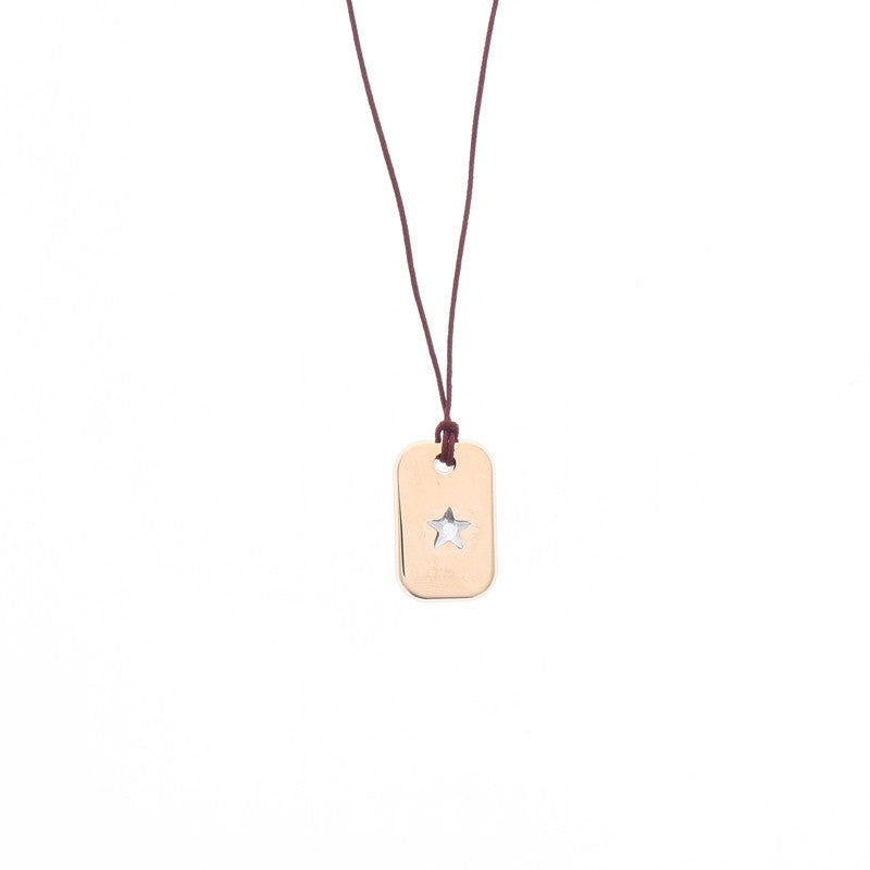 Les interchangeables Rosegold Plaque Arme Etoile Pm Bordeaux Fonce Necklace