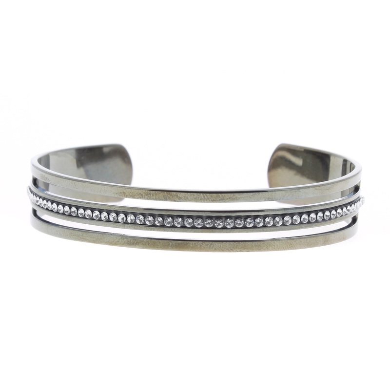 Les interchangeables Ruthenium Jonc Ajoure 1 Rang Bangle