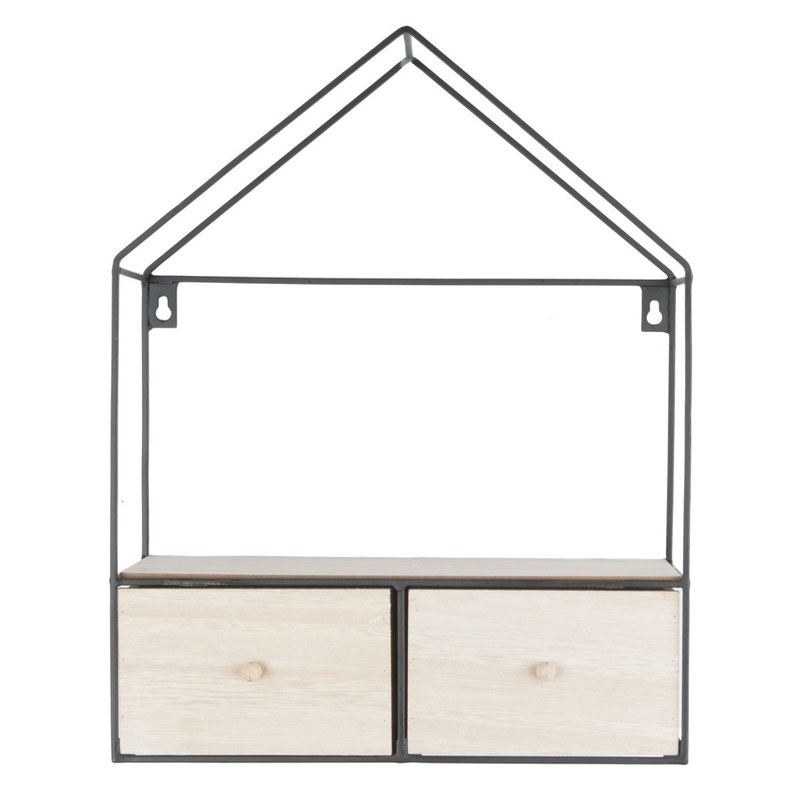 Present Time Wall Cabinet House Black Wooden Drawers