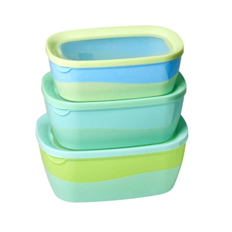 Rice DK Rectangular Two Tone Food Box Blue Green Set of 3