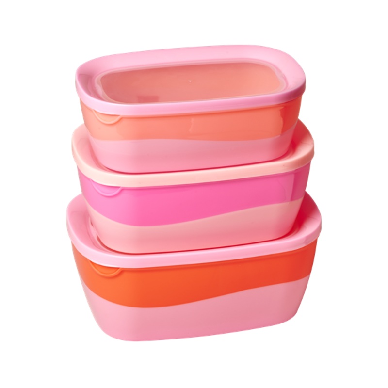 Rice DK Rectangular Two Tone Food Box Pink Orange Set of 3