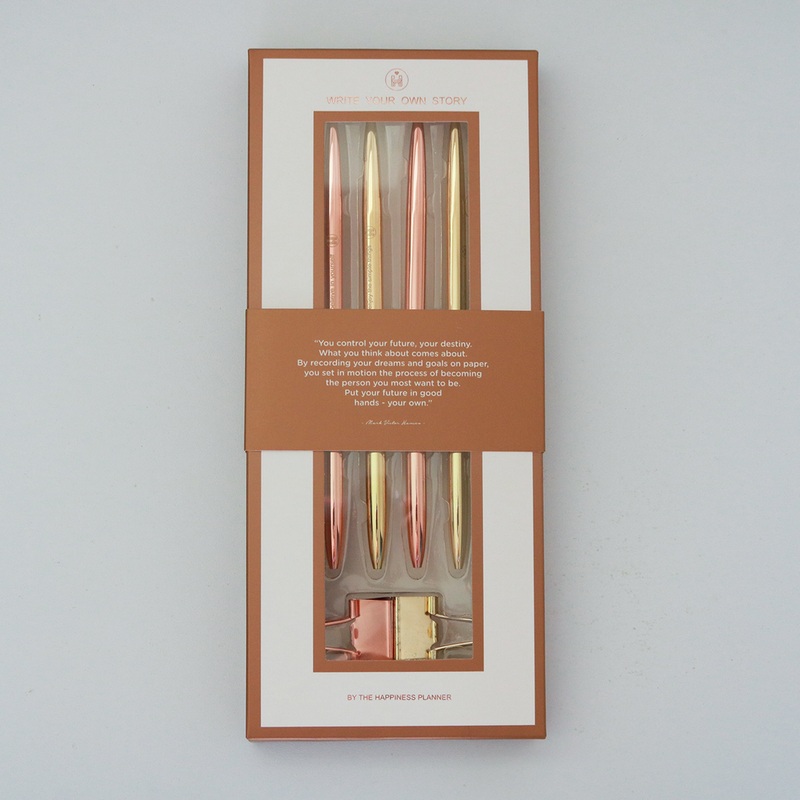 The Happiness Planner Set of 4 Pen Gold & Rose Gold