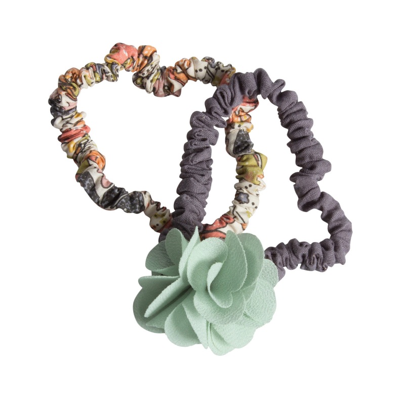 Maileg 2 Hair Elastics Fluff Flower Green