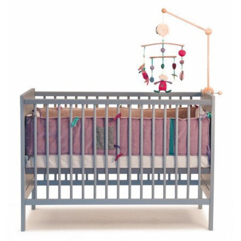 Moulin Roty Child Beech Wood Bed 120cm Grey