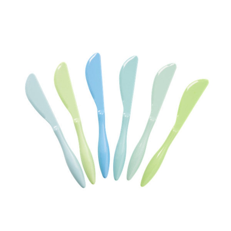Rice DK Set of 6 Butter Knives in Assorted Blue and Green