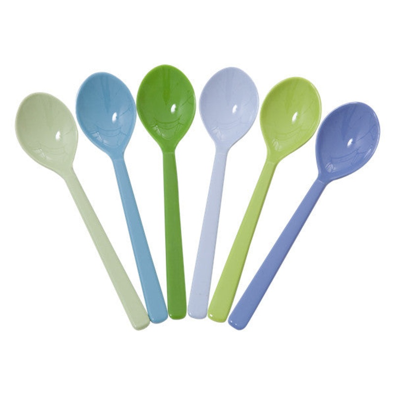 Rice DK Set of 6 Short Spoons Blue and Green