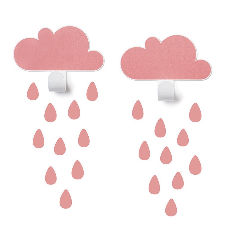 Tresxics Wall Hooks 2 Clouds 20 Rain Drops Red