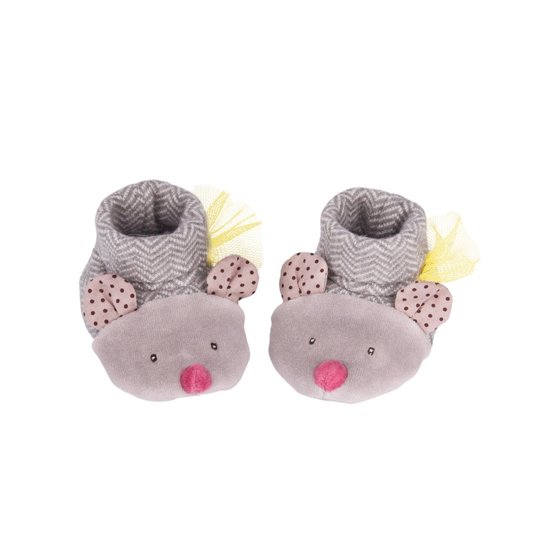 Moulin Roty Grey Mouse Baby Slippers - LPA