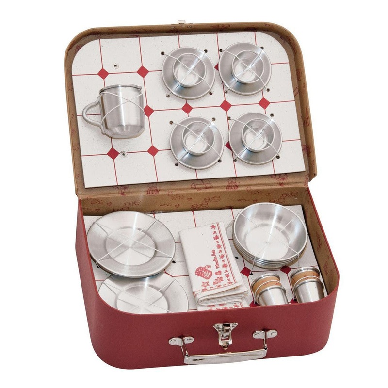 Moulin Roty Toy Dinner Set in Suitcase 17s