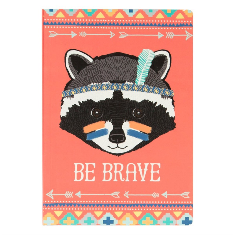 RJB Stone Be Brave Raccoon Animal Adventure A5 Notebook