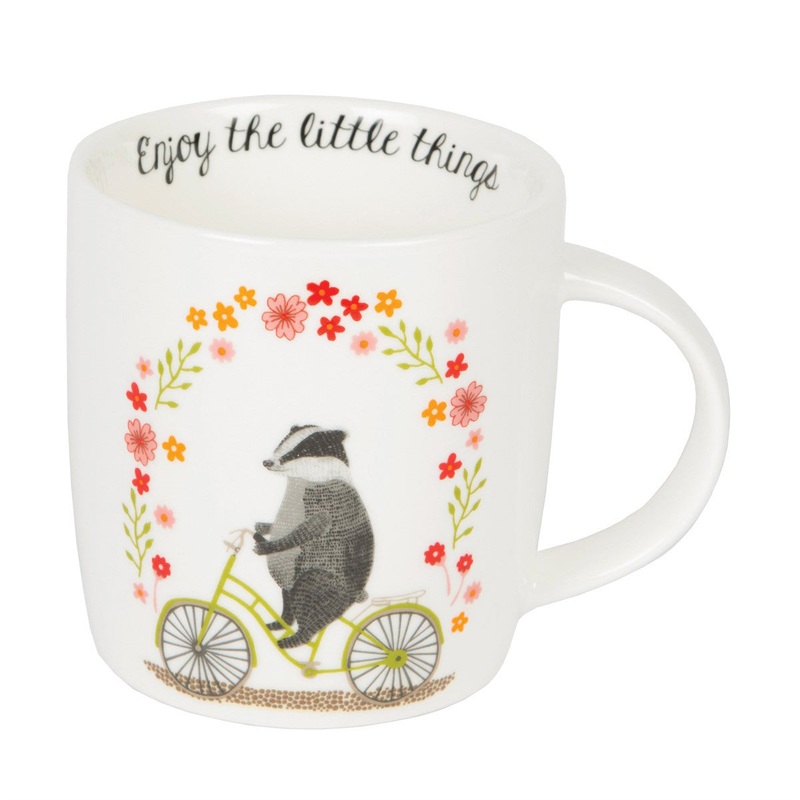 RJB Stone Enjoy The Little Things Badger on Bike Mug