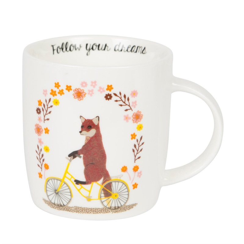 RJB Stone Follow Your Dreams Fox on Bike Mug