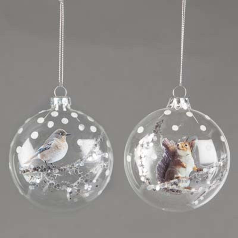 RJB Stone Forest Squirrel and Sparrow Bauble (1pc)