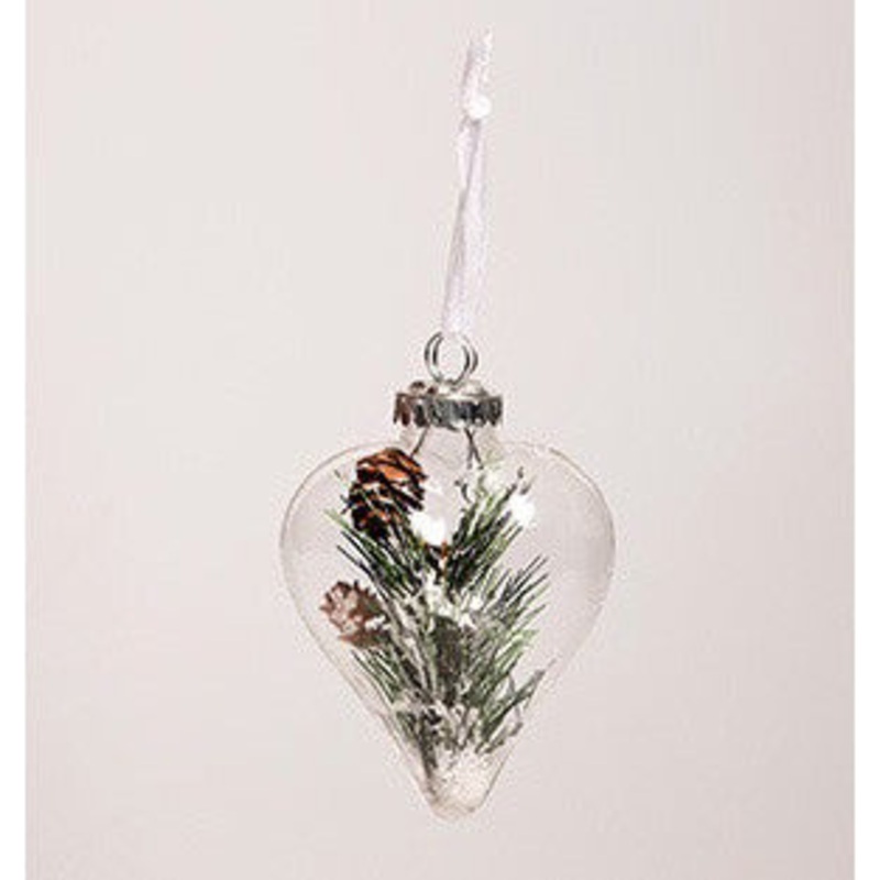 RJB Stone Heart Shaped Bauble Winter Tree Cone