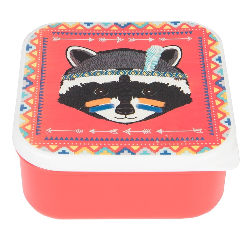 RJB Stone Raccoon Adventure Square Lunch Box
