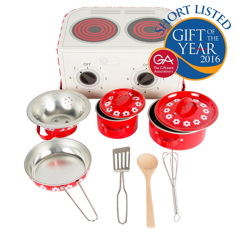 RJB Stone Red Daisies Kids Kitchen Cooking Box Set