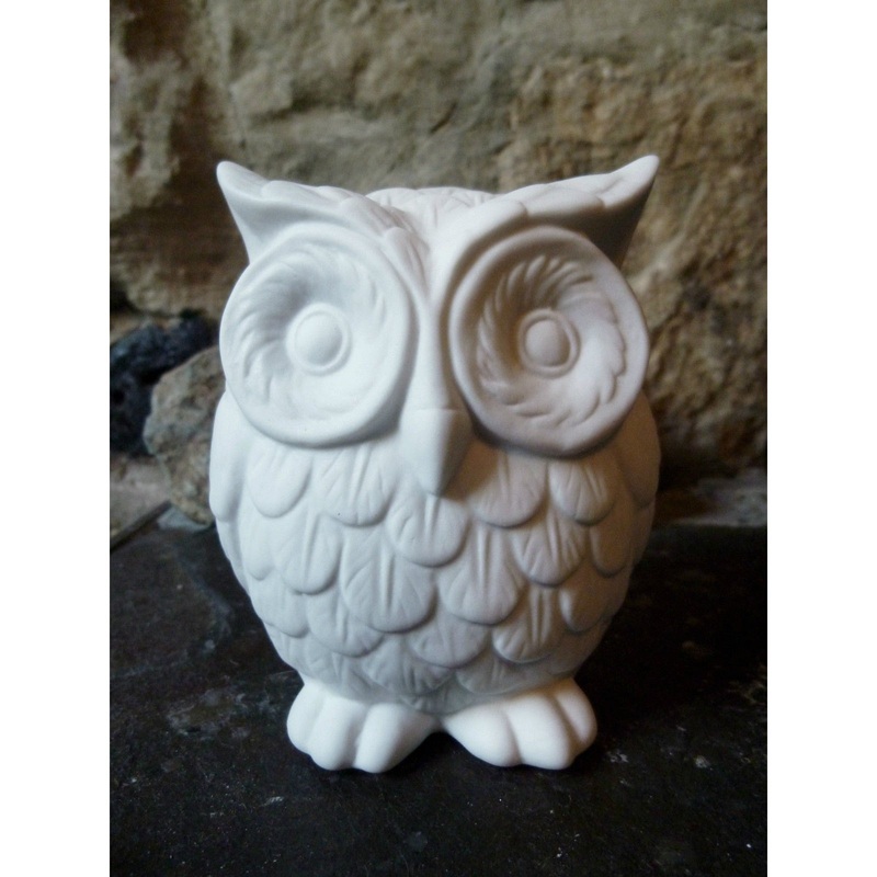 RJB Stone White Ceramic Owl Ornament